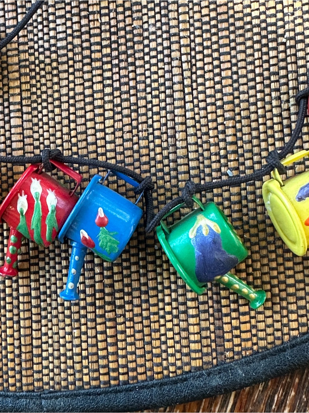 Colorful Necklace with Red, Blue, Green, and Yellow Bell Charms